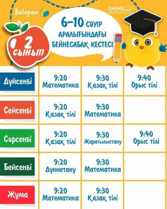 Ата - аналар назарына! ҚАЗАҚ ТІЛІНДЕ ОҚИТЫН 1-11 СЫНЫПТАРҒА АРНАЛҒАН САБАҚ КЕСТЕСІ